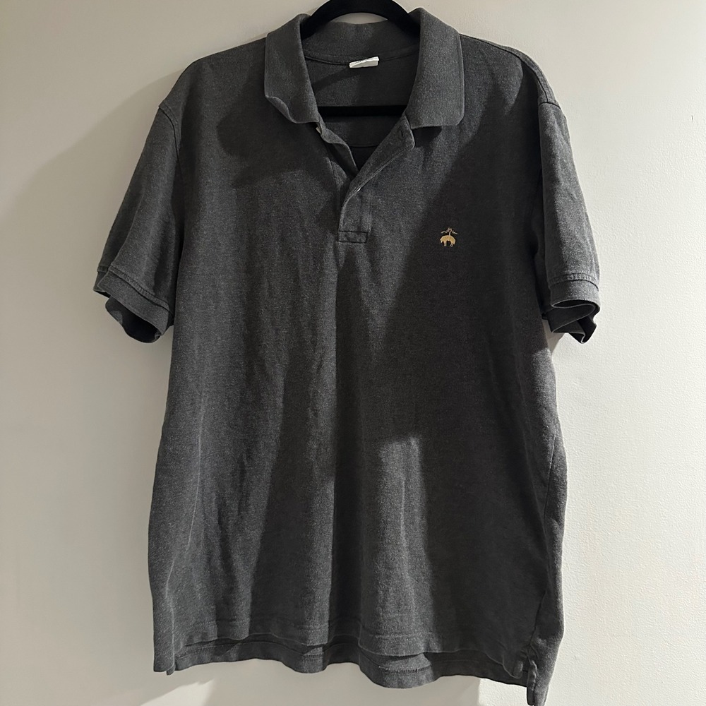 Brooks Brothers‎ Polo Shirt Mens XL Charcoal Grey Good Slim Fit Supima Cotton